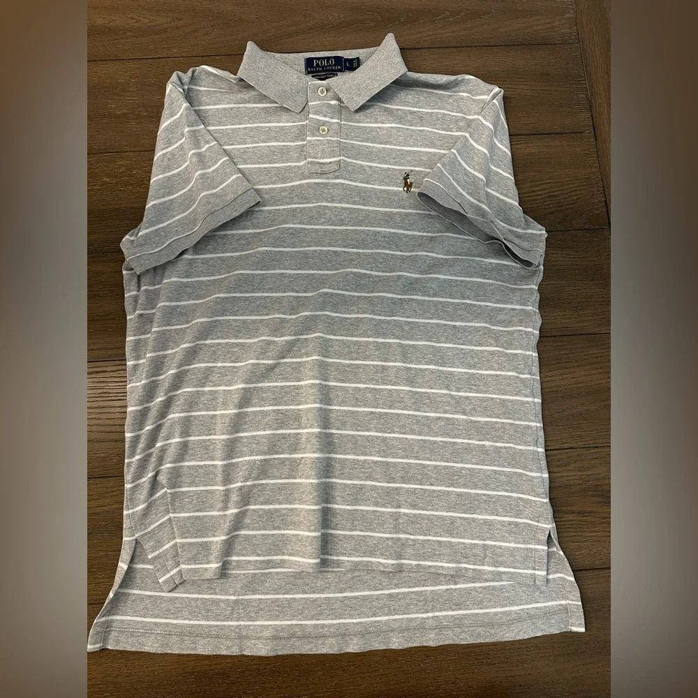 Ralph Lauren Polo Prima Soft Touch Heather Gray Shirt Size L Gently Worn‎